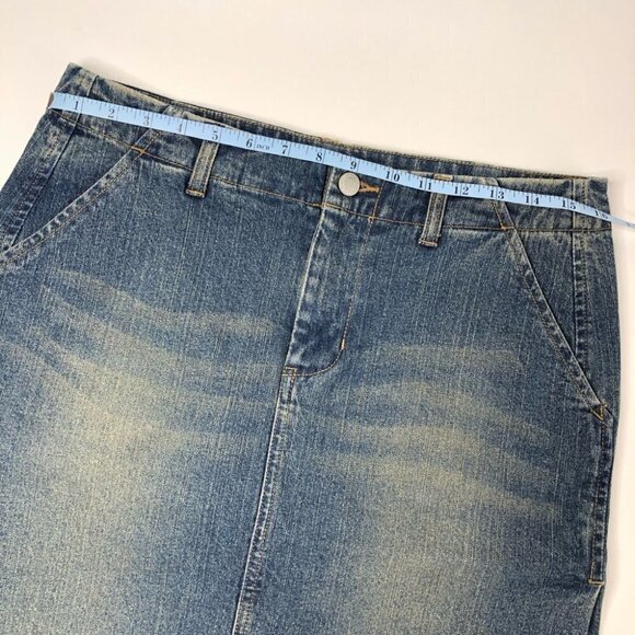 American Eagle Medium Washed Distressed Pockets Denim Slits Jean Skirt SIZE 4 - Picture 11 of 12